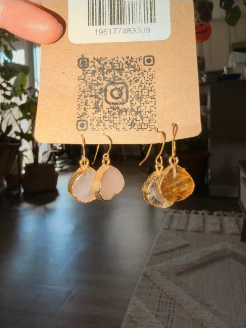 Earrings Crystals Gemstones Rose Quartz Citrine